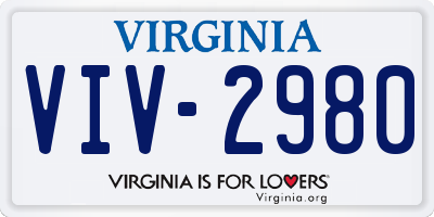 VA license plate VIV2980