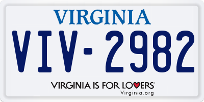 VA license plate VIV2982