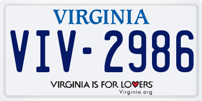 VA license plate VIV2986