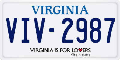 VA license plate VIV2987