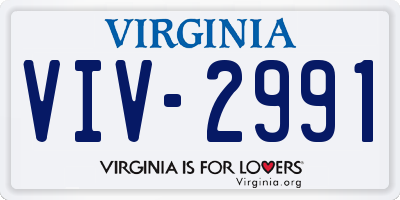 VA license plate VIV2991