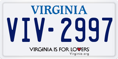 VA license plate VIV2997