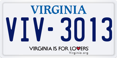VA license plate VIV3013
