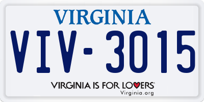 VA license plate VIV3015