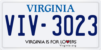 VA license plate VIV3023