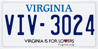 VA license plate VIV3024