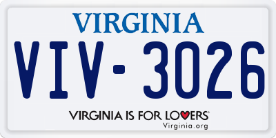 VA license plate VIV3026