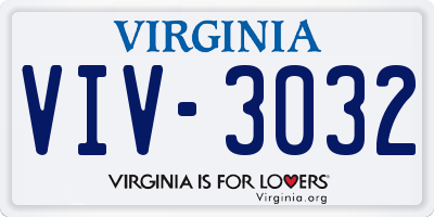 VA license plate VIV3032