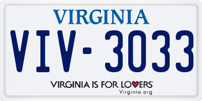 VA license plate VIV3033