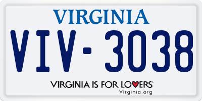VA license plate VIV3038