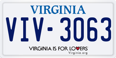 VA license plate VIV3063