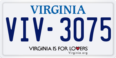 VA license plate VIV3075