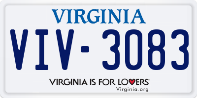 VA license plate VIV3083