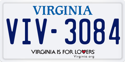 VA license plate VIV3084
