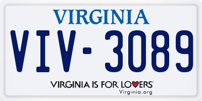 VA license plate VIV3089