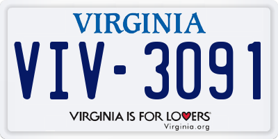 VA license plate VIV3091