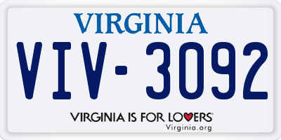 VA license plate VIV3092