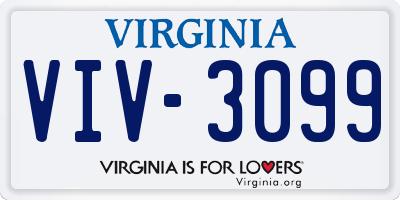 VA license plate VIV3099