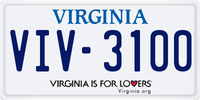 VA license plate VIV3100