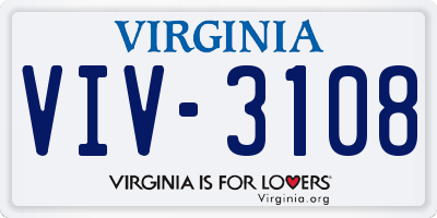 VA license plate VIV3108