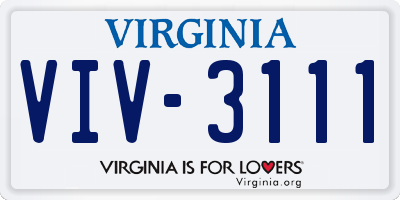 VA license plate VIV3111