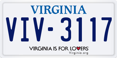 VA license plate VIV3117