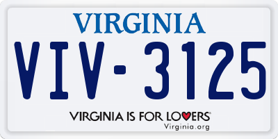 VA license plate VIV3125