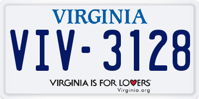 VA license plate VIV3128