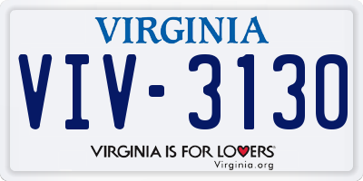 VA license plate VIV3130