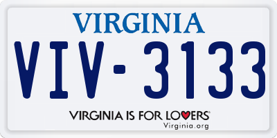VA license plate VIV3133