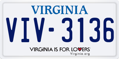 VA license plate VIV3136