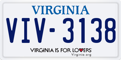 VA license plate VIV3138
