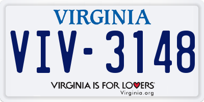 VA license plate VIV3148
