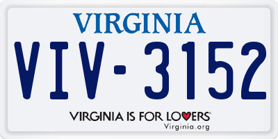 VA license plate VIV3152