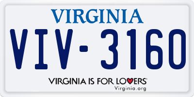 VA license plate VIV3160