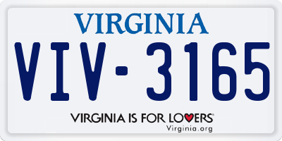 VA license plate VIV3165