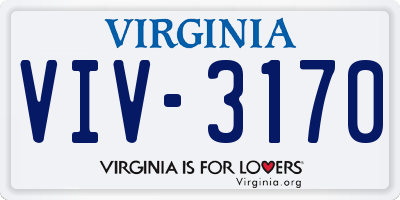 VA license plate VIV3170