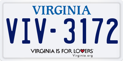 VA license plate VIV3172