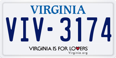 VA license plate VIV3174