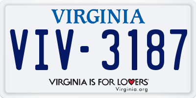 VA license plate VIV3187