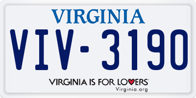 VA license plate VIV3190