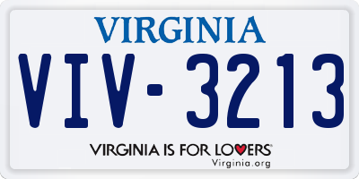 VA license plate VIV3213