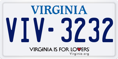 VA license plate VIV3232