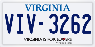 VA license plate VIV3262