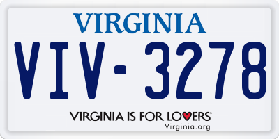 VA license plate VIV3278
