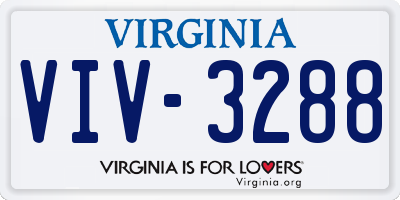 VA license plate VIV3288