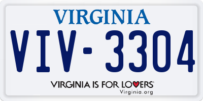 VA license plate VIV3304
