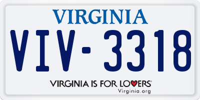 VA license plate VIV3318