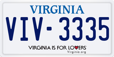 VA license plate VIV3335