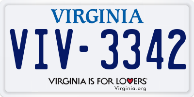 VA license plate VIV3342